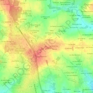 Le Grand Bois topographic map, elevation, terrain
