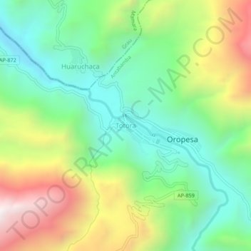 Totora topographic map, elevation, terrain