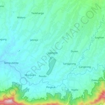 Jatiroto topographic map, elevation, terrain