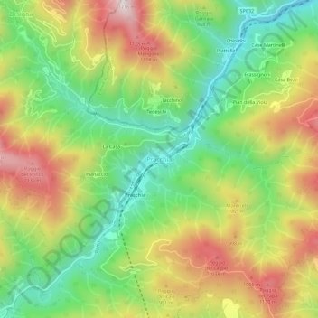 Pracchia topographic map, elevation, terrain