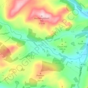 Tynron topographic map, elevation, terrain