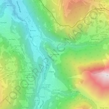 Le Champel topographic map, elevation, terrain