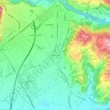 Corte Coraza topographic map, elevation, terrain