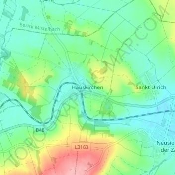 Hauskirchen topographic map, elevation, terrain