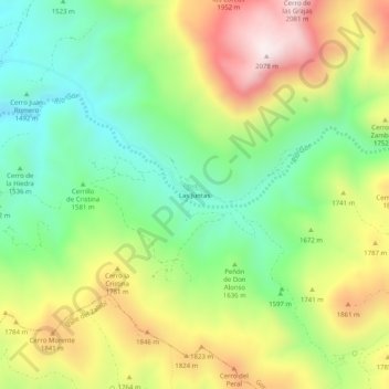Las Juntas topographic map, elevation, terrain