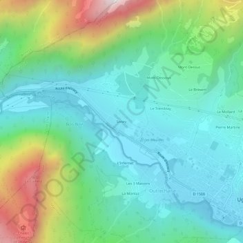 Soney topographic map, elevation, terrain