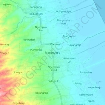 Margoyoso topographic map, elevation, terrain