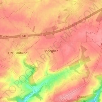 Bodegnée topographic map, elevation, terrain