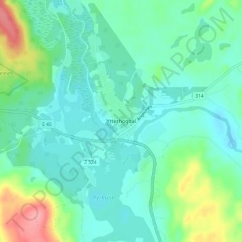 Ytterhogdal topographic map, elevation, terrain