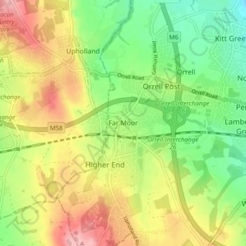 Far Moor topographic map, elevation, terrain
