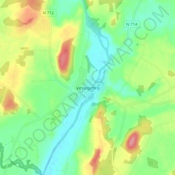 Vessigebro topographic map, elevation, terrain