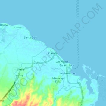 Plaridel topographic map, elevation, terrain