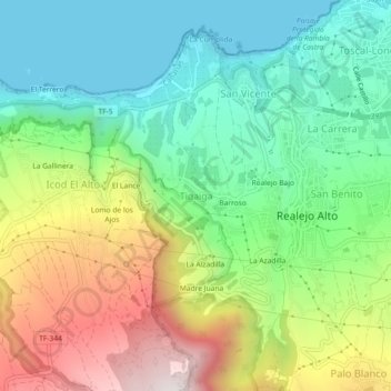 Tigaiga topographic map, elevation, terrain