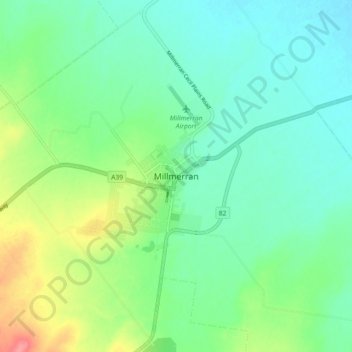 Millmerran topographic map, elevation, terrain