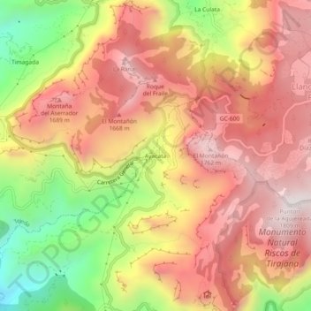 Ayacata topographic map, elevation, terrain