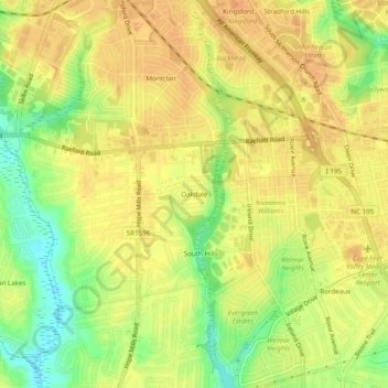 Oakdale topographic map, elevation, terrain