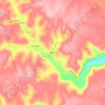 Wilder topographic map, elevation, terrain