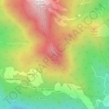 Rocca Sella topographic map, elevation, terrain