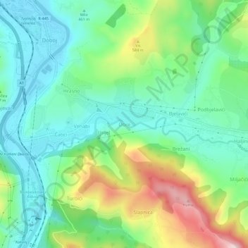 Obre topographic map, elevation, terrain