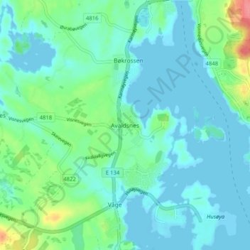 Avaldsnes topographic map, elevation, terrain