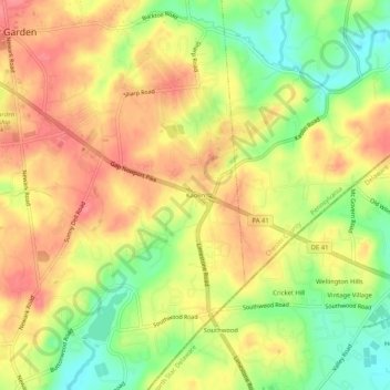 Kaolin topographic map, elevation, terrain