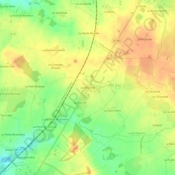 La Moctière topographic map, elevation, terrain