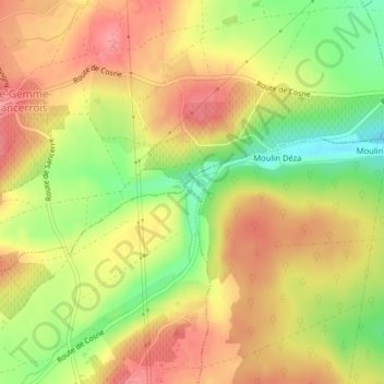 Moulin de Ville topographic map, elevation, terrain