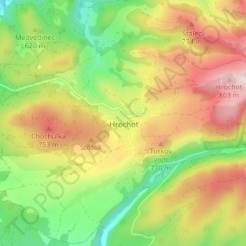 Hrochoť topographic map, elevation, terrain