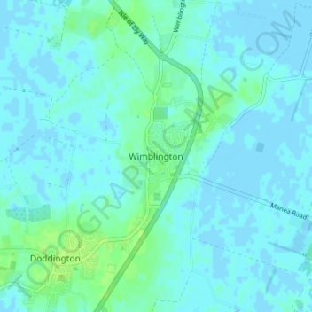 Wimblington topographic map, elevation, terrain