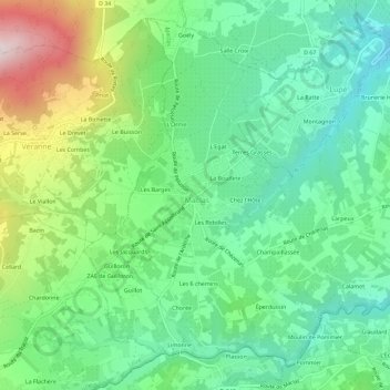 Le Bourg topographic map, elevation, terrain