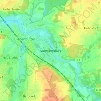 Wichmannsburg topographic map, elevation, terrain