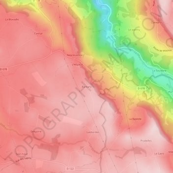 Barbary topographic map, elevation, terrain