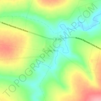 Córrego Rico topographic map, elevation, terrain