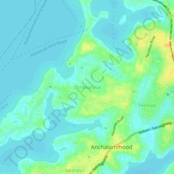 Thrikkaruva topographic map, elevation, terrain
