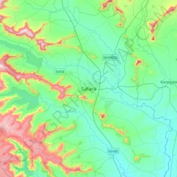 Satara topographic map, elevation, terrain