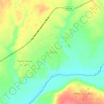 El Salto topographic map, elevation, terrain