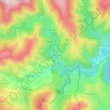 Rochettes Basses topographic map, elevation, terrain