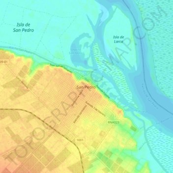 San Pedro topographic map, elevation, terrain