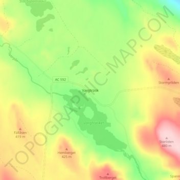 Vargträsk topographic map, elevation, terrain