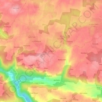 Le Mané topographic map, elevation, terrain
