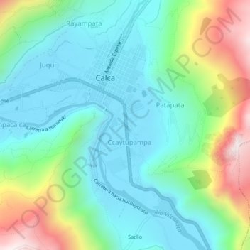 Calca topographic map, elevation, terrain