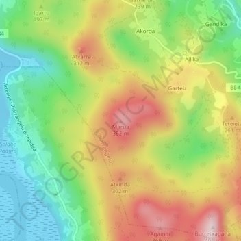 Marua topographic map, elevation, terrain