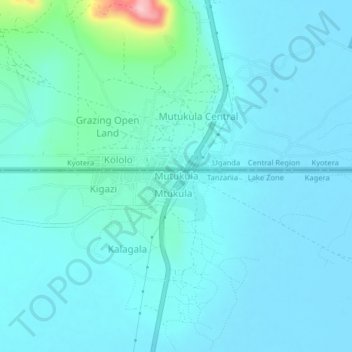 Mutukula topographic map, elevation, terrain