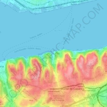 Porto Brandão topographic map, elevation, terrain
