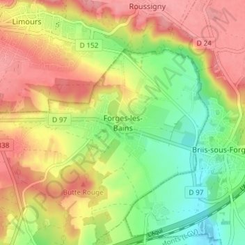 Forges-les-Bains topographic map, elevation, terrain