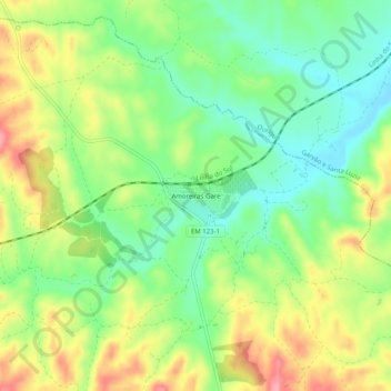 Amoreiras-Gare topographic map, elevation, terrain