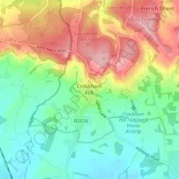 Crockham Hill topographic map, elevation, terrain