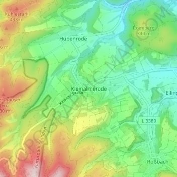 Kleinalmerode topographic map, elevation, terrain