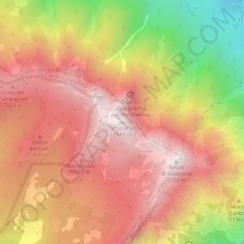 Vigolana topographic map, elevation, terrain