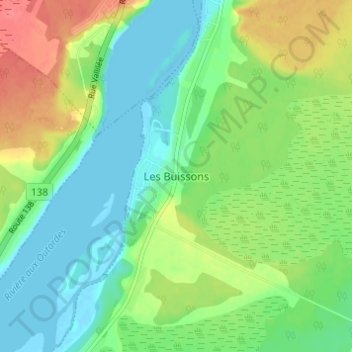 Les Buissons topographic map, elevation, terrain